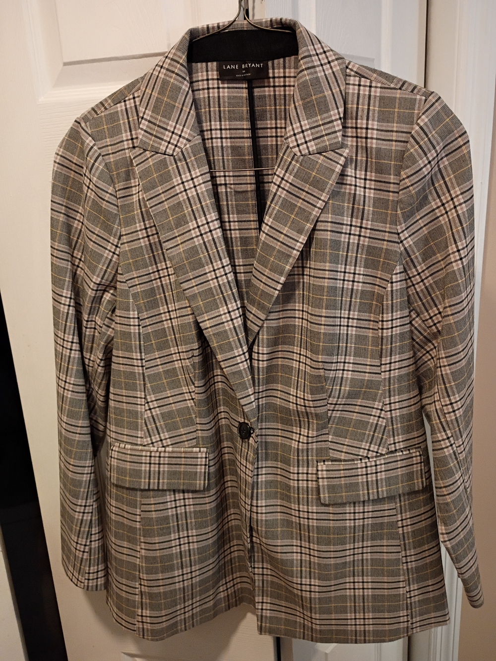 Lane Bryant Women's Plaid Blazer - Gray & Tan